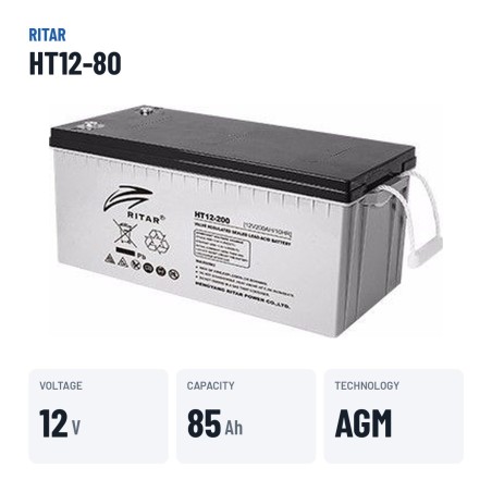 Batería estacionaria SAI/UPS Ritar HT12-80 12V 84.6Ah AGM – datos clave