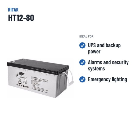 Batería estacionaria SAI/UPS Ritar HT12-80 12V 84.6Ah AGM – usos recomendados