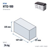 Stationary UPS battery Ritar HT12-100 12V 105.8Ah AGM – dimensions 407 × 177 × 225 mm