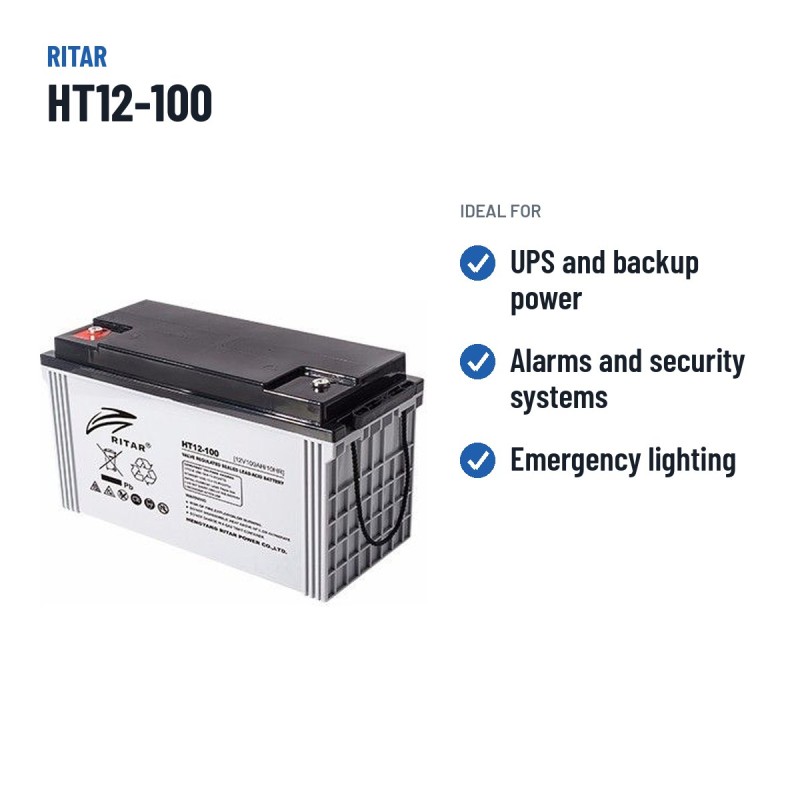 Bateria estacionária UPS Ritar HT12-100 12V 105.8Ah AGM – utilizações recomendadas