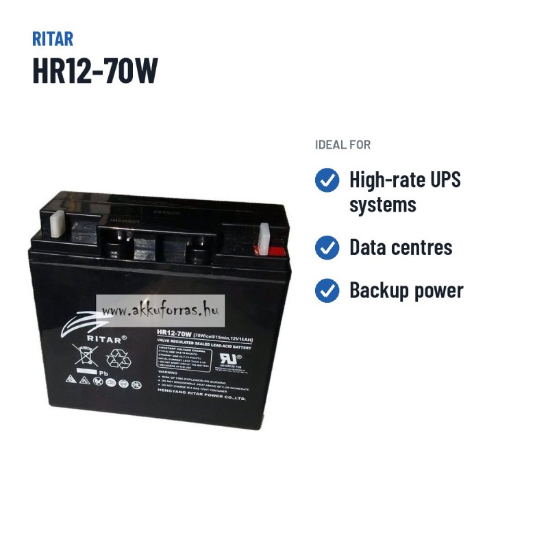 Batteria stazionaria UPS Ritar HR12-70W 12V 18Ah AGM – usi consigliati