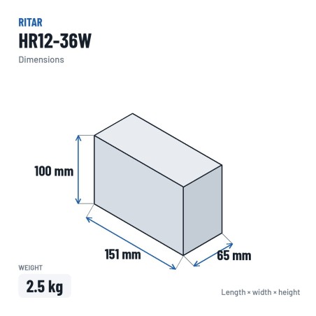 Batteria stazionaria UPS Ritar HR12-36W 12V 9Ah AGM – dimensioni 151 × 65 × 100 mm