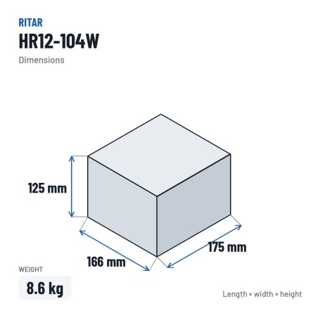 Stationary UPS battery Ritar HR12-104W 12V 26Ah AGM – dimensions 166 × 175 × 125 mm