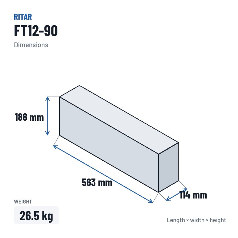 Telecom battery Ritar FT12-90 12V 90Ah AGM | baterias.com
