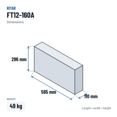 Bateria para telecomunicações Ritar FT12-160A 12V 160Ah AGM