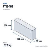 Batteria per telecomunicazioni Ritar FT12-105 12V 105Ah AGM – dimensioni 508 × 111 × 236 mm