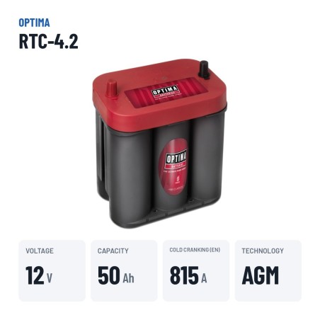 Batteria auto Optima RTC-4.2 12V 50Ah 815A AGM – dati principali