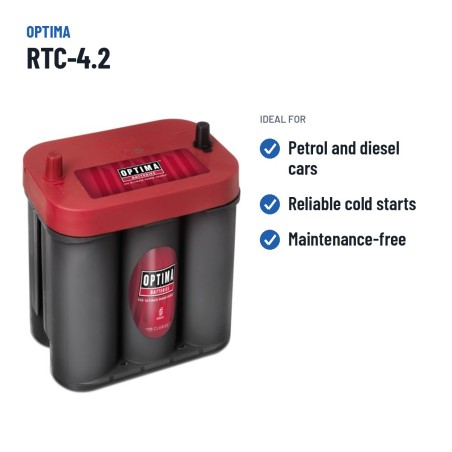 Car battery Optima RTC-4.2 12V 50Ah 815A AGM – recommended uses