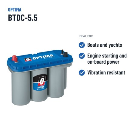 Marine battery Optima BTDC-5.5 12V 75Ah 975A AGM – recommended uses