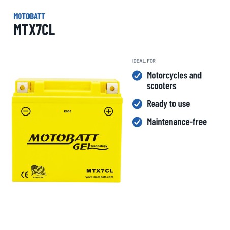 Batería de moto Motobatt MTX7CL 12V 7Ah 100A GEL – usos recomendados