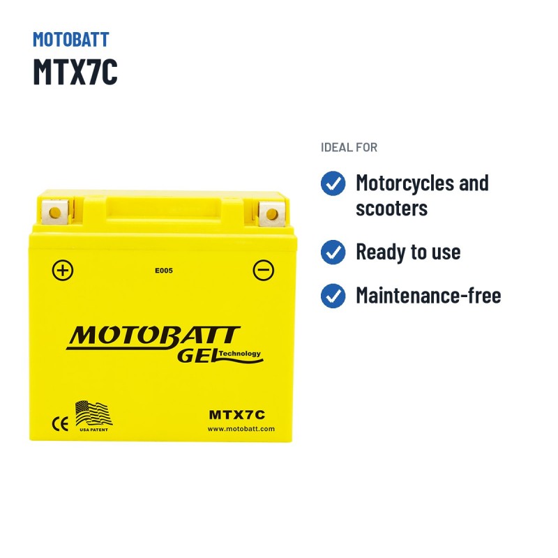 Motorcycle battery Motobatt MTX7C 12V 7Ah 100A GEL – recommended uses