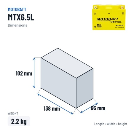 Motorcycle battery Motobatt MTX6.5L 12V 6.5Ah 85A GEL