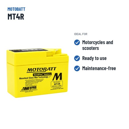 Bateria de mota Motobatt MT4R (YTR4ABS) 12V 2.5Ah 45A AGM