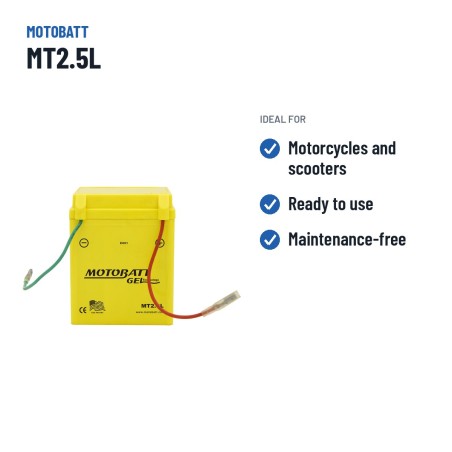 Batterie moto Motobatt MT2.5L 12V 2.5Ah 30A GEL – utilisations recommandées