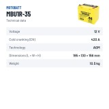 Motorcycle battery Motobatt MBU1R-35 12V 35Ah 420A AGM