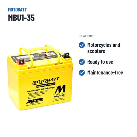 Batteria moto Motobatt MBU1-35 12V 35Ah 420A AGM – usi consigliati