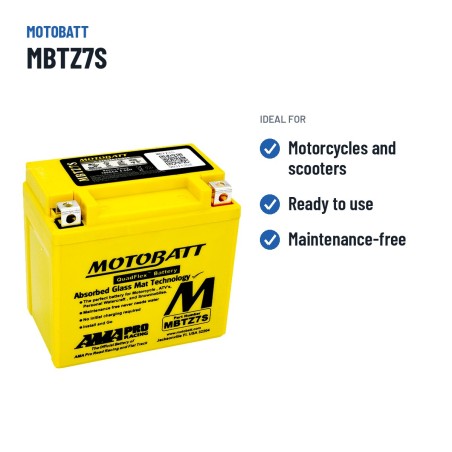 Batteria moto Motobatt MBTZ7S 12V 6.5Ah 100A AGM – usi consigliati