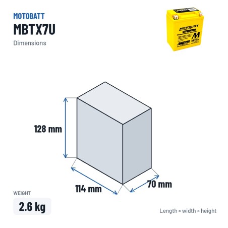 Batteria moto Motobatt MBTX7U (YTX7LBS) 12V 8Ah 115A AGM