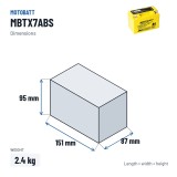 Bateria de mota Motobatt MBTX7ABS 12V 8Ah 105A AGM – medidas 151 × 87 × 95 mm