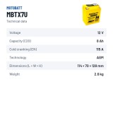 Batteria moto Motobatt MBTX7U (YTX7LBS) 12V 8Ah 115A AGM