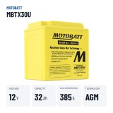 Batteria moto Motobatt MBTX30U 12V 32Ah 385A AGM – dati principali