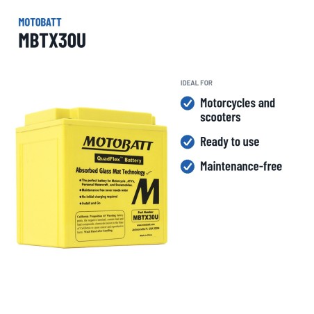 Batteria moto Motobatt MBTX30U 12V 32Ah 385A AGM – usi consigliati