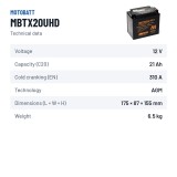 Motorradbatterie Motobatt MBTX20UHD 12V 21Ah 310A AGM – technische Daten