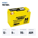 Motorcycle battery Motobatt MBT9B4 (YT9B4) 12V 9Ah 115A AGM