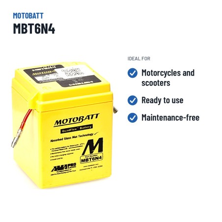 Batteria moto Motobatt MBT6N4 6V 4Ah AGM – usi consigliati