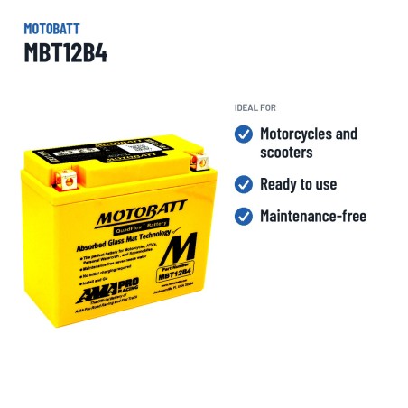 Batteria moto Motobatt MBT12B4 12V 11Ah 150A AGM – usi consigliati