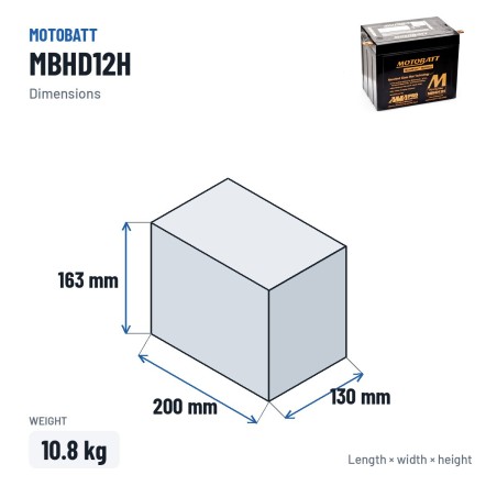 Batteria moto Motobatt MBHD12H (YHD12H) 12V 33Ah 390A AGM