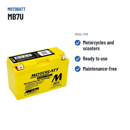 Motorradbatterie Motobatt MB7U 12V 6.5Ah 100A AGM – empfohlene Einsatzbereiche