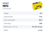 Bateria de mota Motobatt MB7U 12V 6.5Ah 100A AGM – ficha técnica