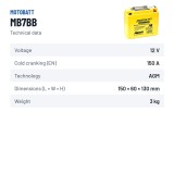 Motorcycle battery Motobatt MB7BB 12V 9Ah 150A AGM – technical data