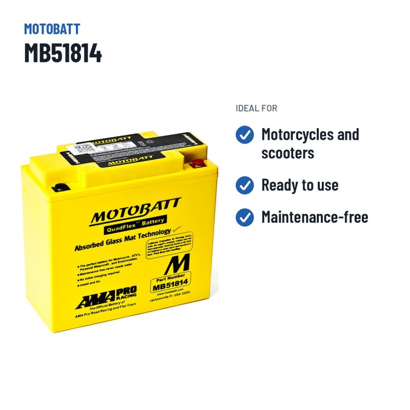 Motorradbatterie Motobatt MB51814 12V 22Ah 220A AGM – empfohlene Einsatzbereiche