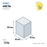 Batteria moto Motobatt mb2.5u 12V 2.5Ah AGM – dimensioni 80 × 70 × 105 mm