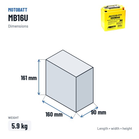 Batería de moto Motobatt MB16U (YB16BA) 12V 20Ah 240A AGM