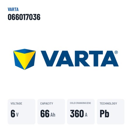 Car battery Varta 066017036 6V 66Ah 360A – key specs
