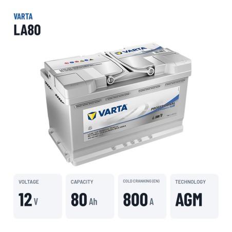 Batteria nautica Varta LA80 12V 77Ah AGM – dati principali