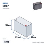 Batteria stazionaria UPS Genesis G13EP 12V 13Ah AGM – dimensioni 175 × 83 × 129 mm