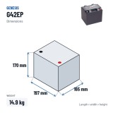 Batteria stazionaria UPS Genesis G42EP 12V 42Ah AGM – dimensioni 197 × 165 × 170 mm