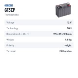 Batteria stazionaria UPS Genesis G13EP 12V 13Ah AGM – scheda tecnica