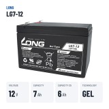 Wheelchair battery Long LG7-12 12V 7Ah GEL | baterias.com