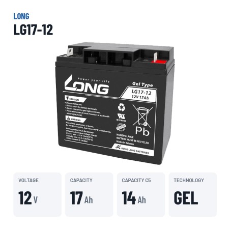 Batería de silla de ruedas Long LG17-12 12V 17Ah GEL