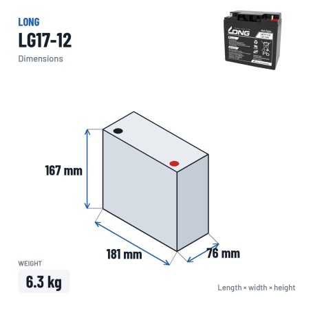 Batería de silla de ruedas Long LG17-12 12V 17Ah GEL