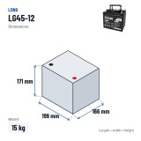 Batteria per carrozzina Long LG45-12 12V 45Ah GEL – dimensioni 199 × 166 × 171 mm