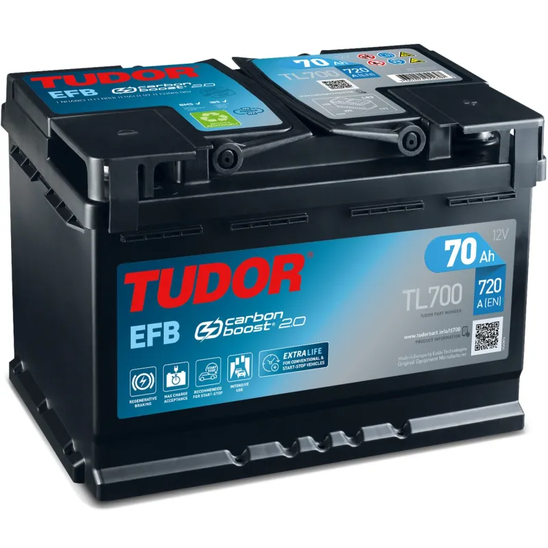 Batería EXIDE EL700 (TUDOR TL700) Start-Stop EFB 70Ah 720A. Baterías  Berrocal