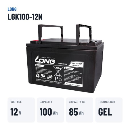 Batería de silla de ruedas Long LGK100-12N 12V 100Ah GEL – datos clave