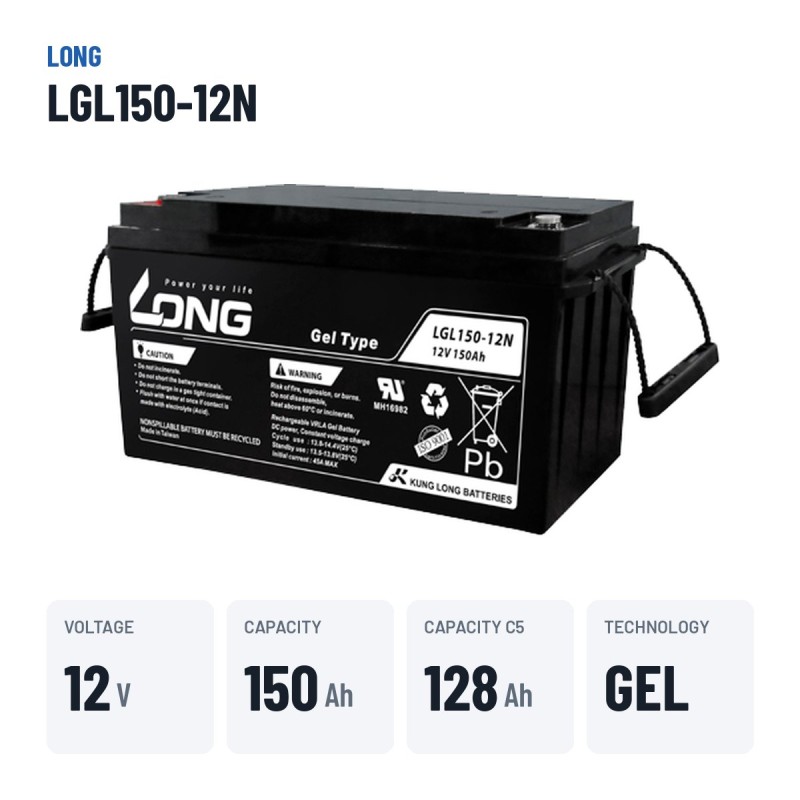 Rollstuhlbatterie Long LGL150-12N 12V 150Ah GEL – wichtigste Daten
