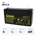 Bateria estacionária UPS Long WP1.2-6 6V 1.2Ah AGM | baterias.com
